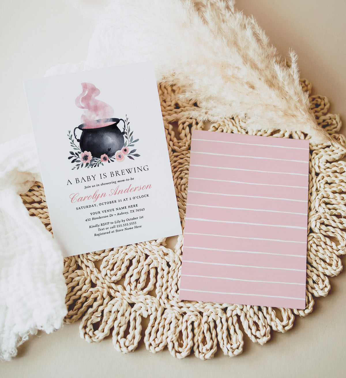 A Baby is Brewing Girl Baby Shower Invitation Template