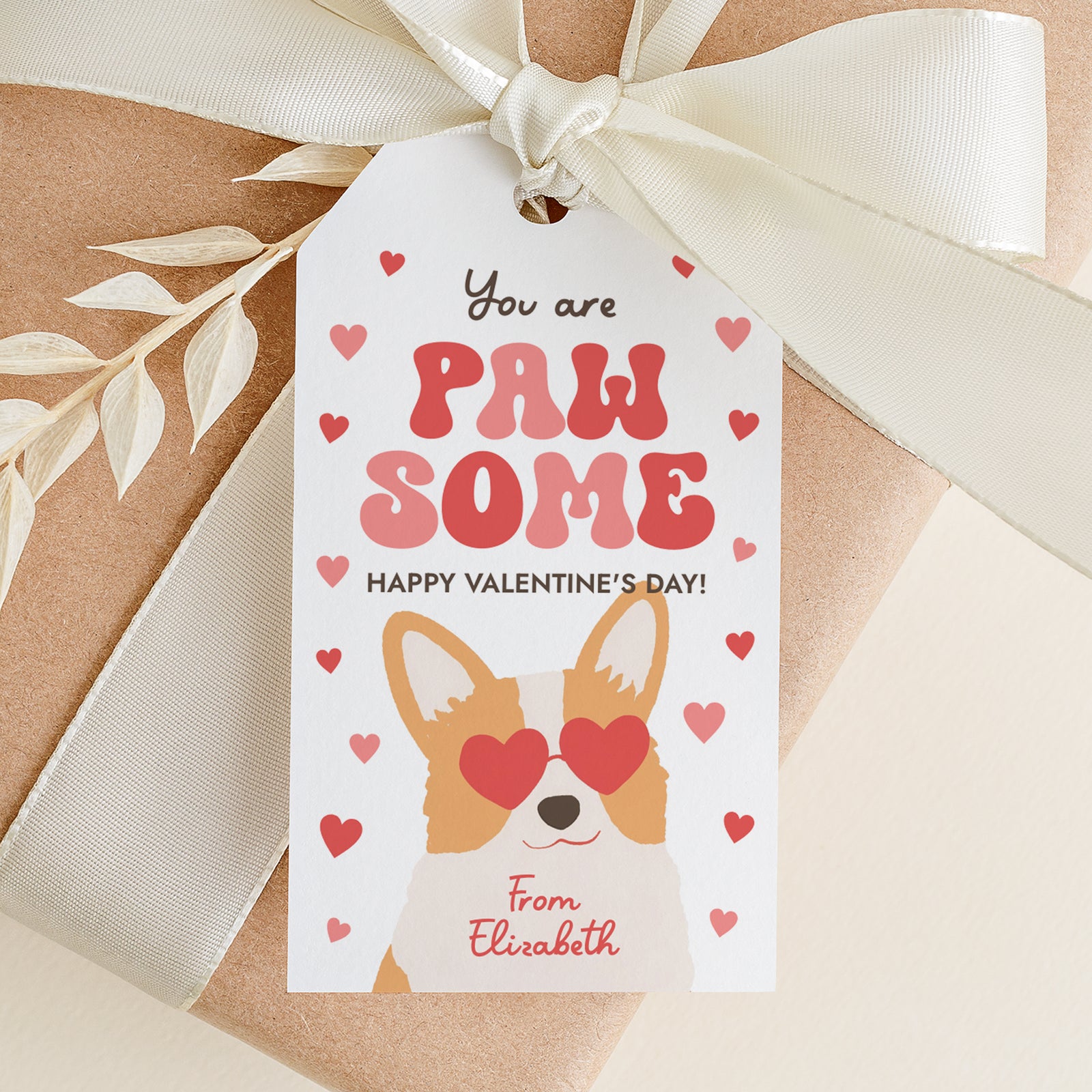 Corgi Valentine's Tag Template