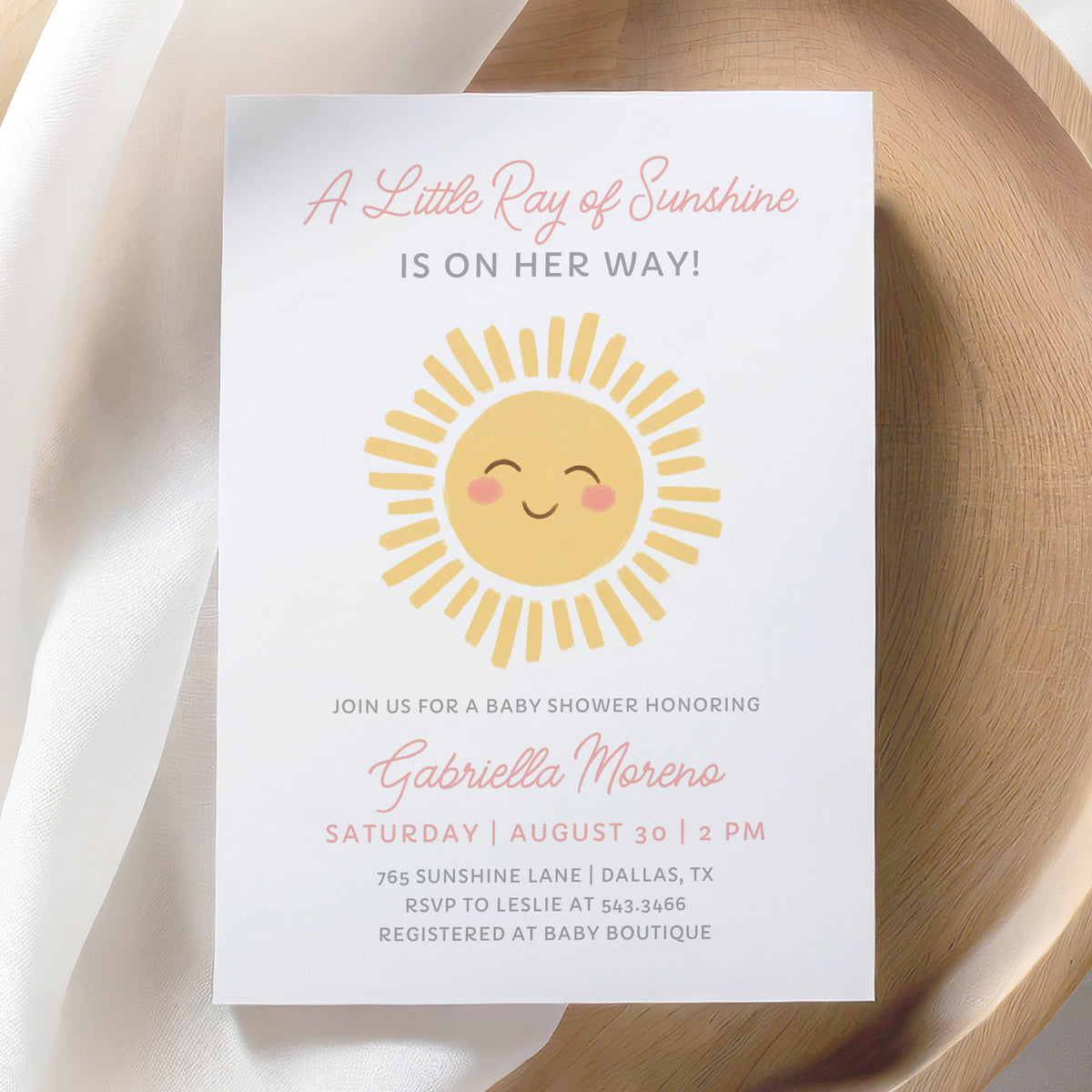 Little Sunshine Baby Shower Invitation