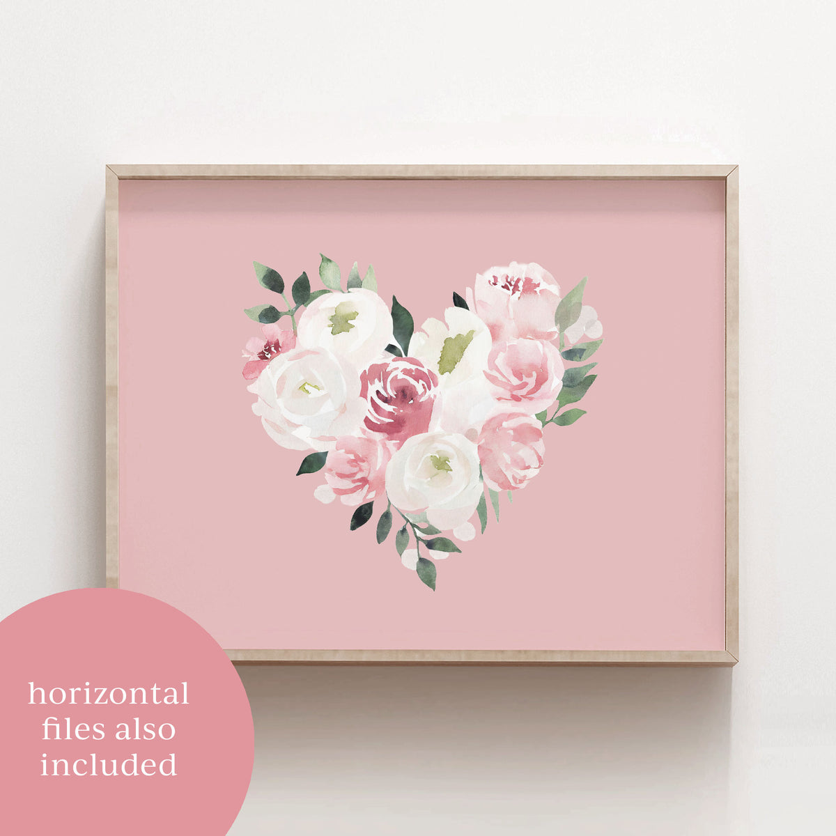 Pink Floral Heart Print