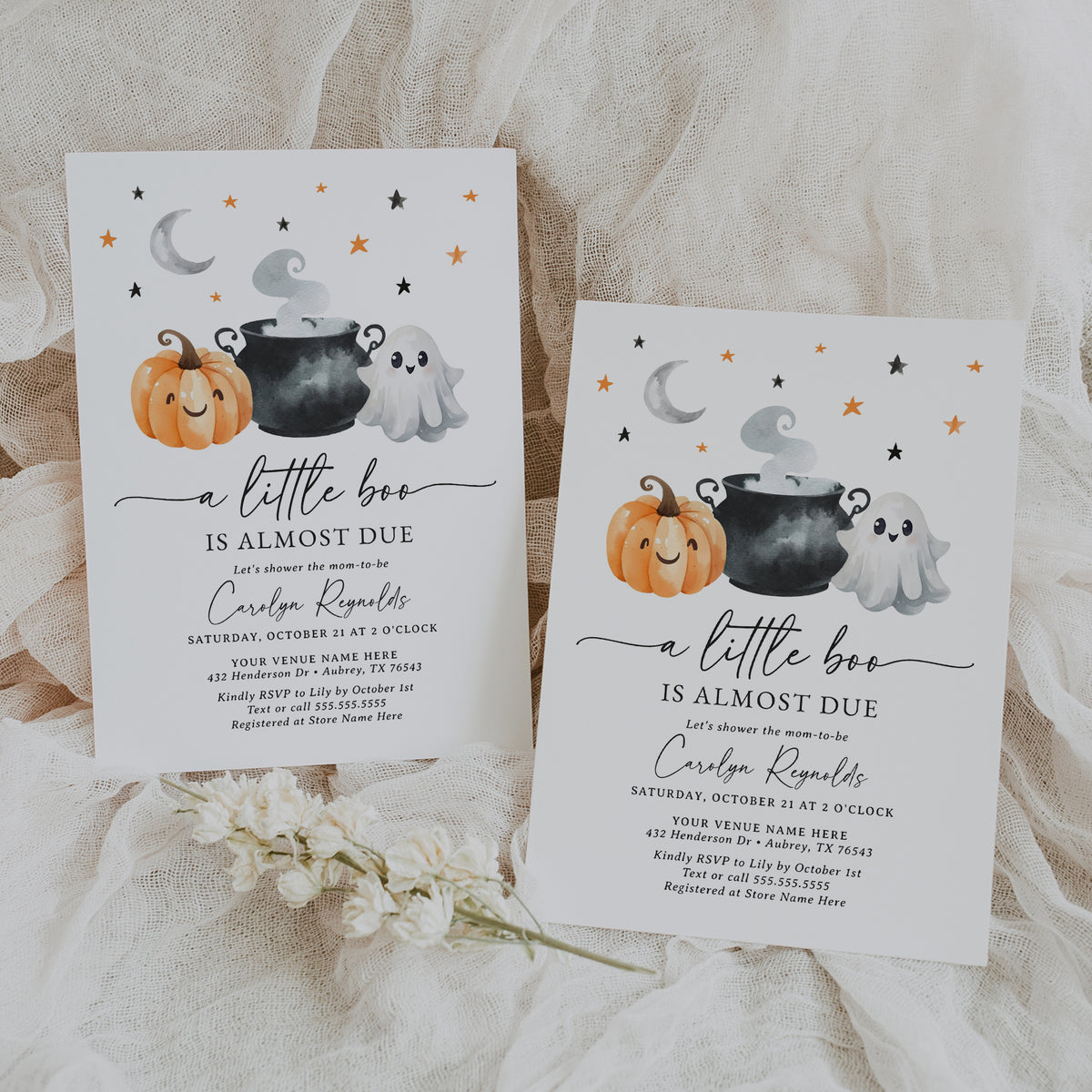 A Little Boo is Almost Due Pumpkin Baby Shower Invitation Template