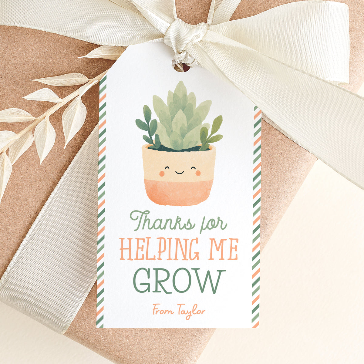 Succulent Teacher Appreciation Tag Template