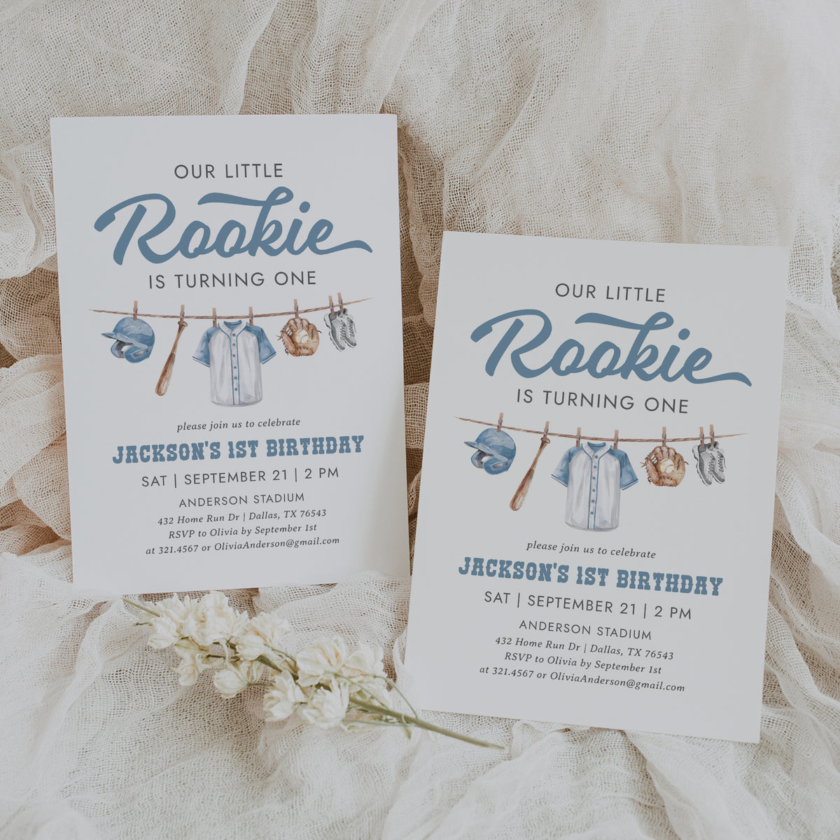 Baseball Clothesline Birthday Invitation Template