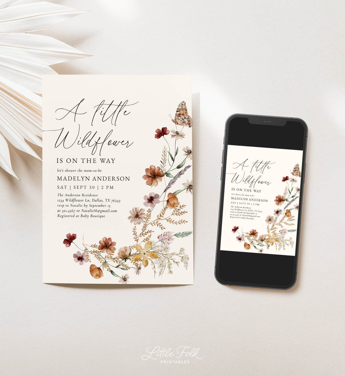 Boho Wildflower Baby Shower Invitation (Little Wildflower)