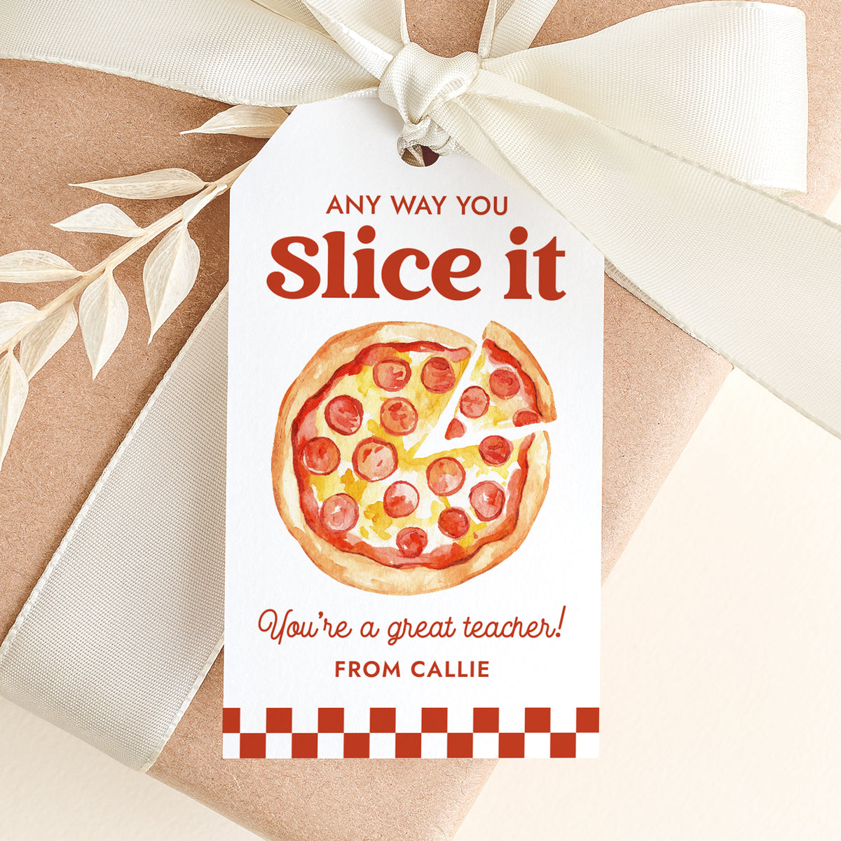 Pizza Teacher Appreciation Tag Template