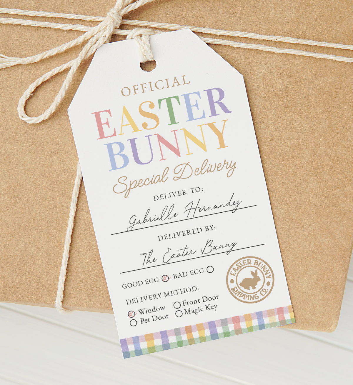 Gingham Easter Delivery Tag