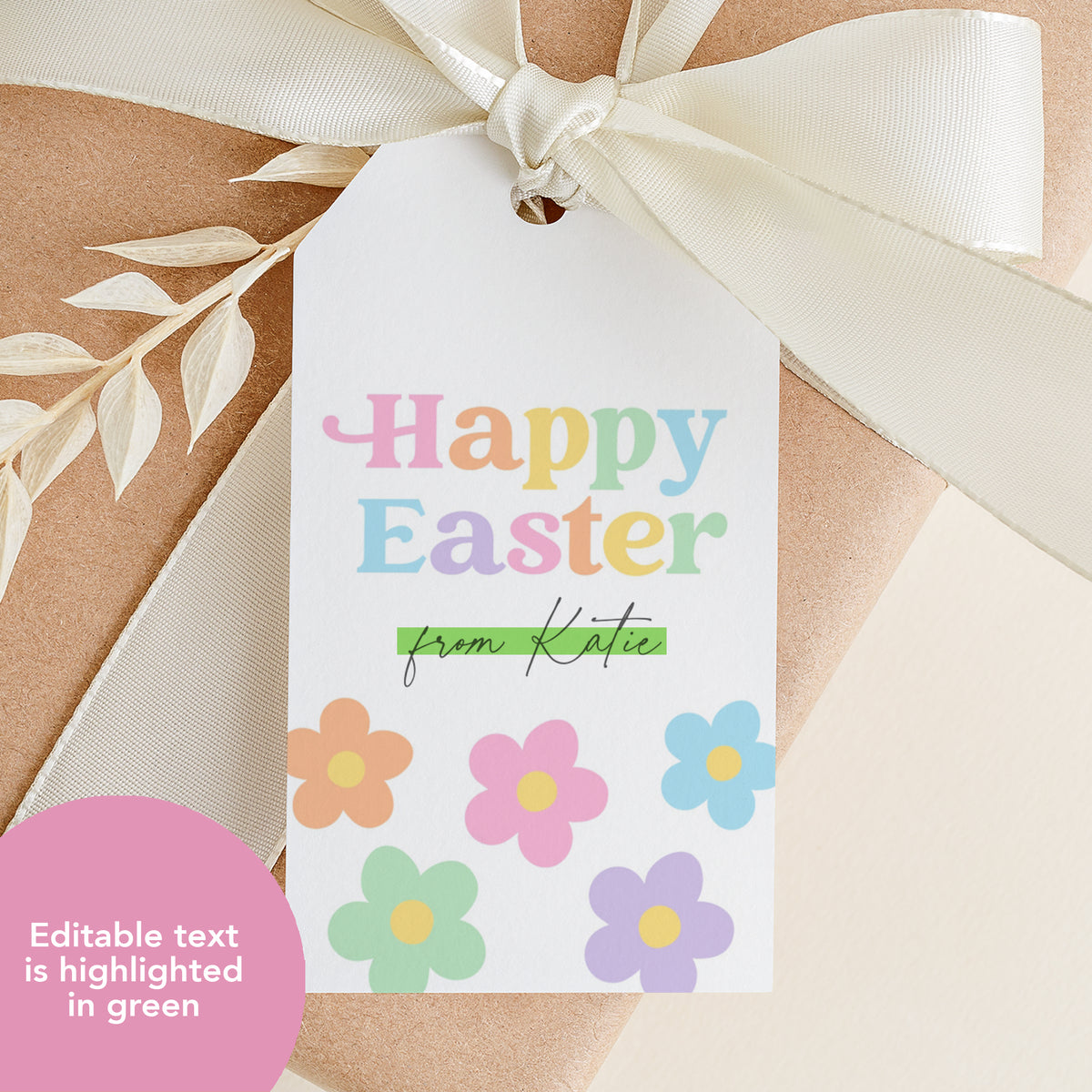 Daisy Easter Tag Template
