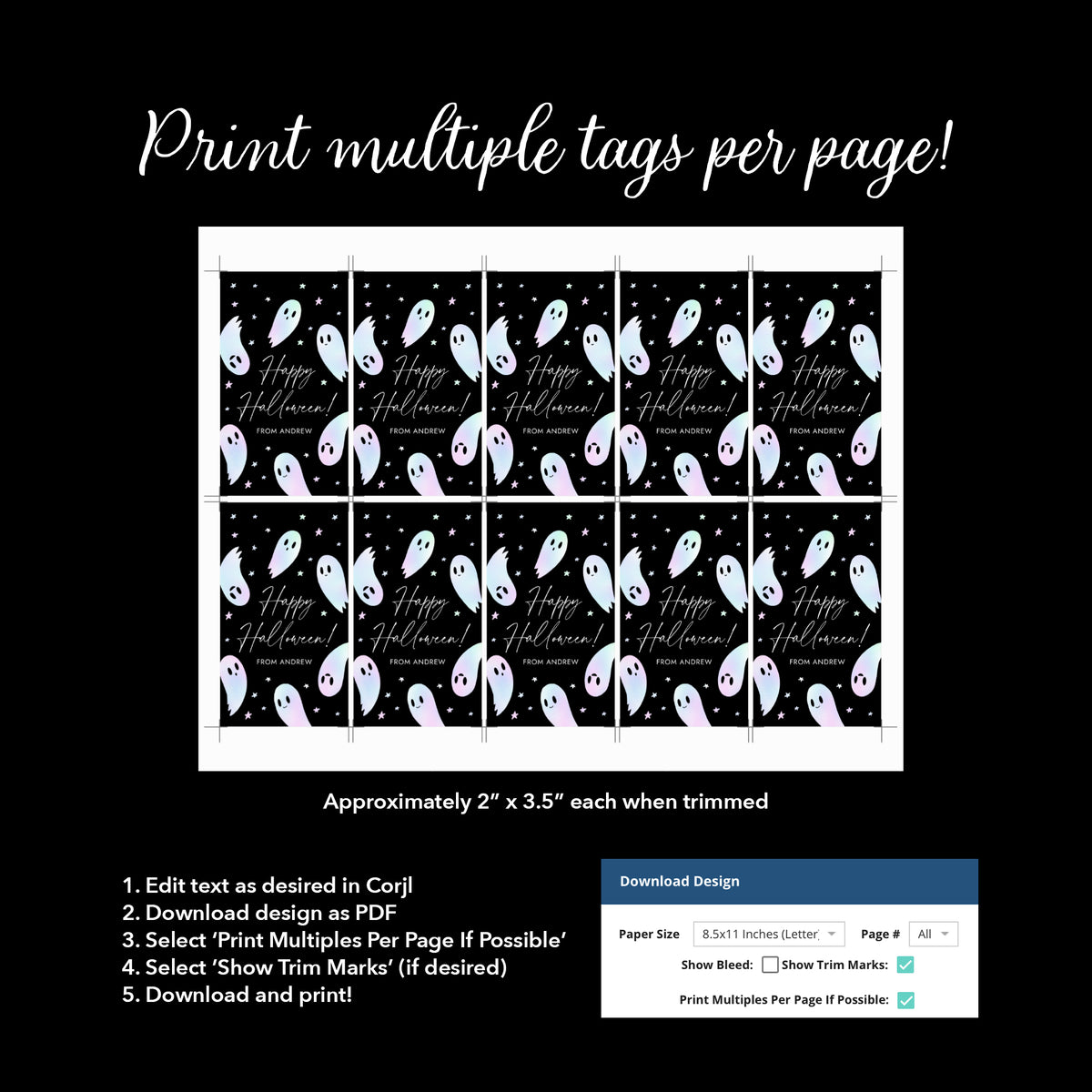 Halloween Tag Template (Holographic Ghosts)