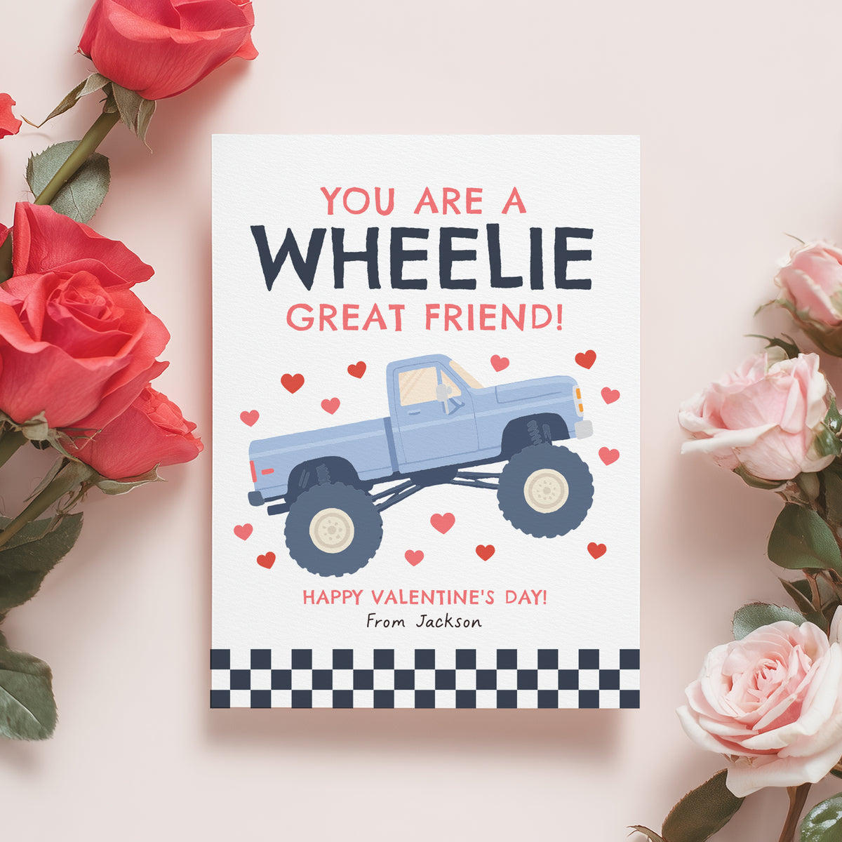 Monster Truck Valentine's Card Template