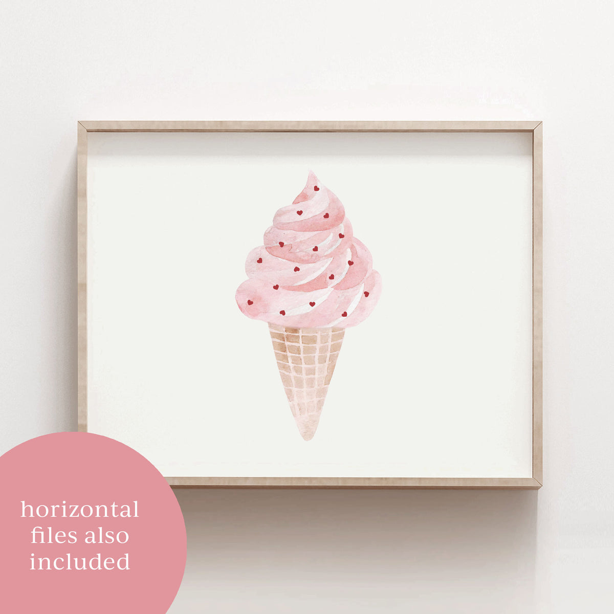 Sprinkled Ice Cream Cone With Pink Heart Frame Sprinkled Ice Cream Cone With Pink Heart Frame
