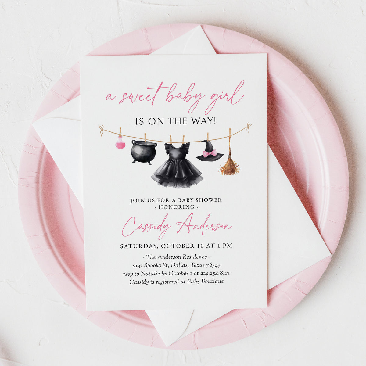 Witch Baby Shower Invitation Template