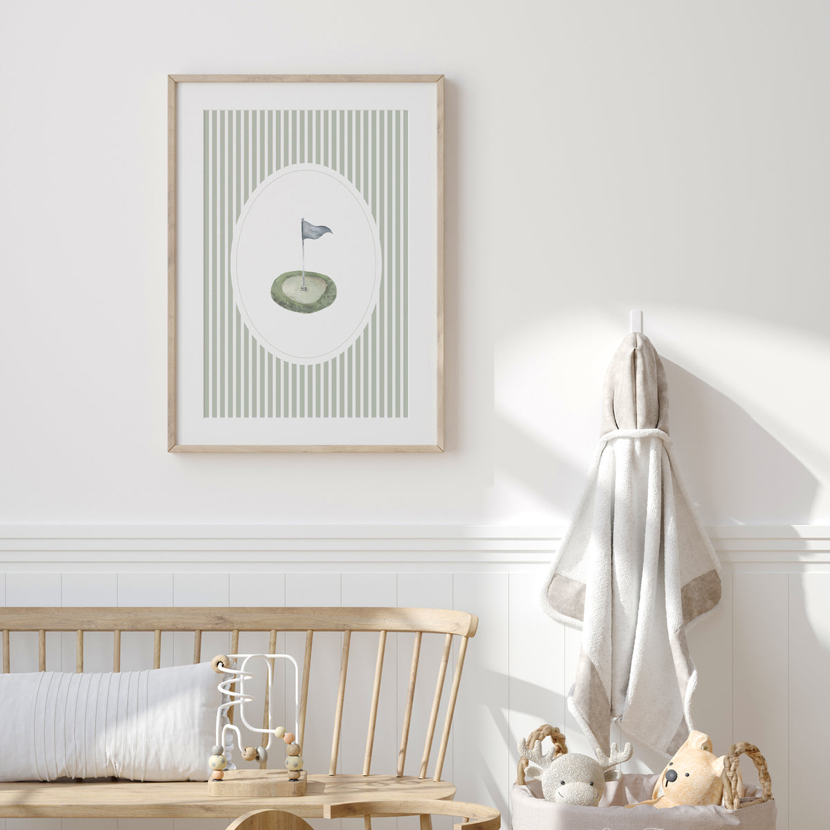 Sage Green Vintage Golf Course Print