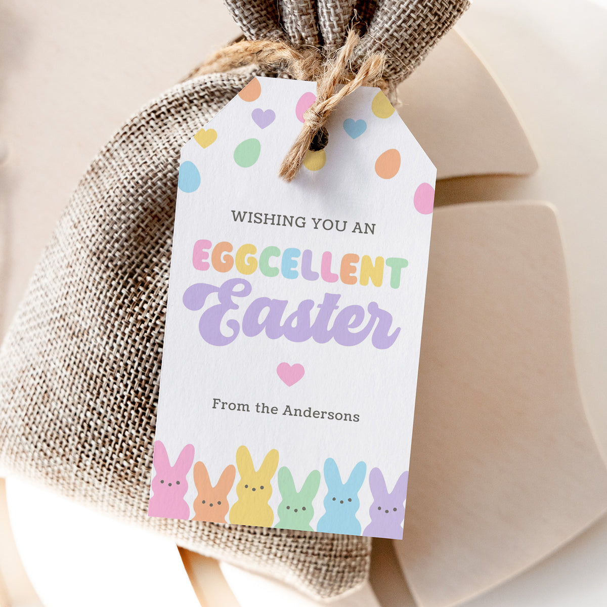 Pastel Bunny Eggcellent Easter Tag