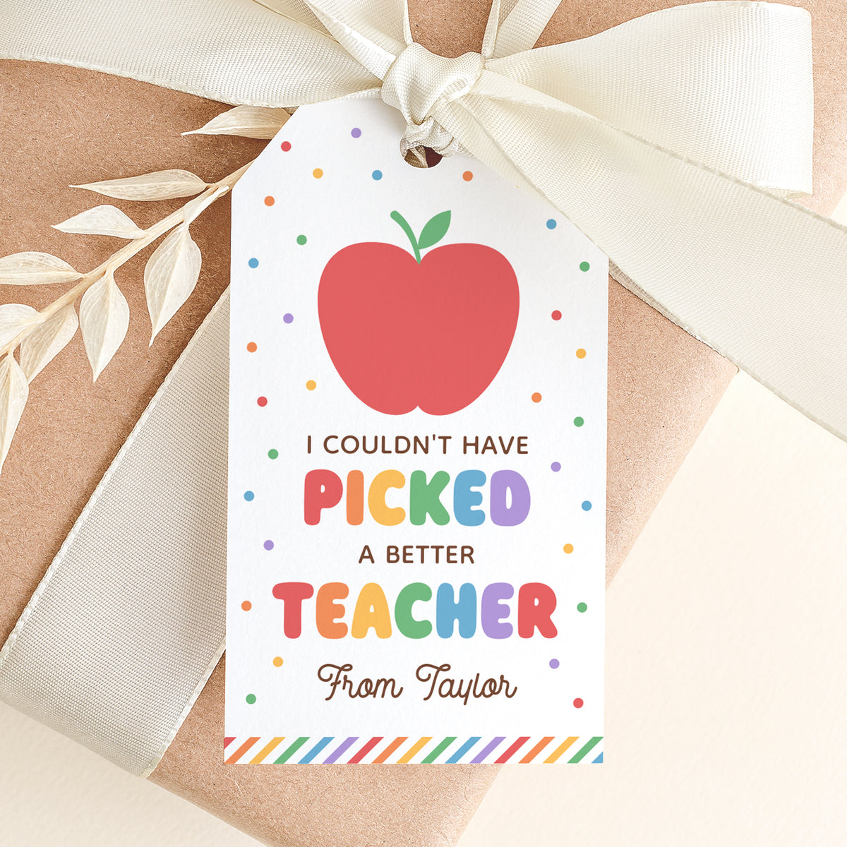 Apple Teacher Appreciation Tag Template