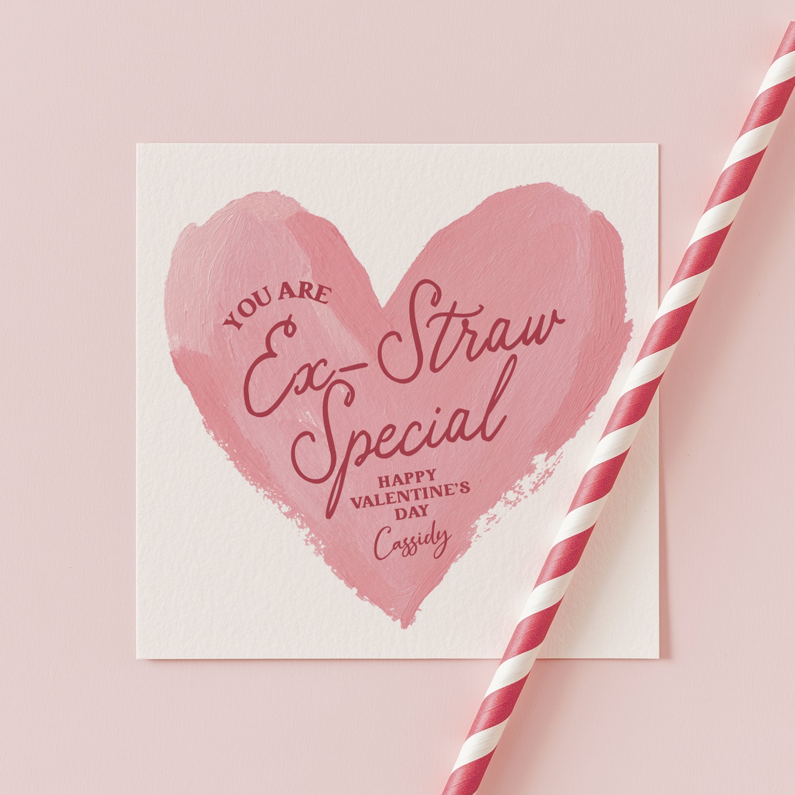 Ex-Straw Special Heart Valentine's Card Template