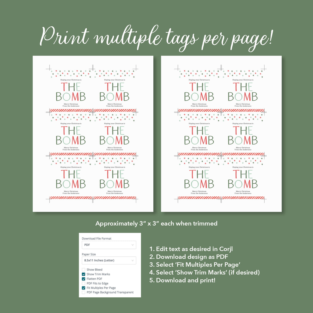 You are the Bomb Holiday Tag Template