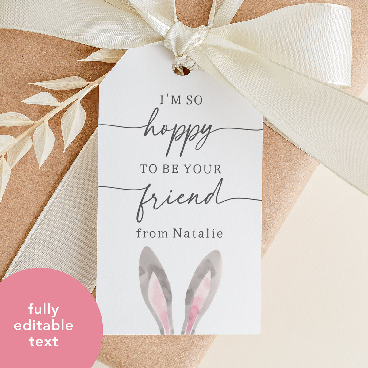 Hoppy to be Your Friend Bunny Ears Tag Template