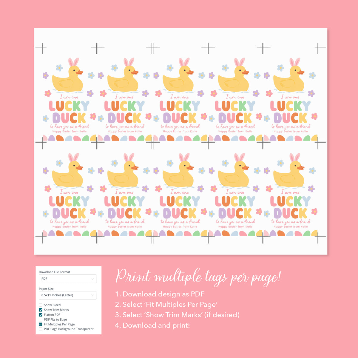 Lucky Duck Easter Tag