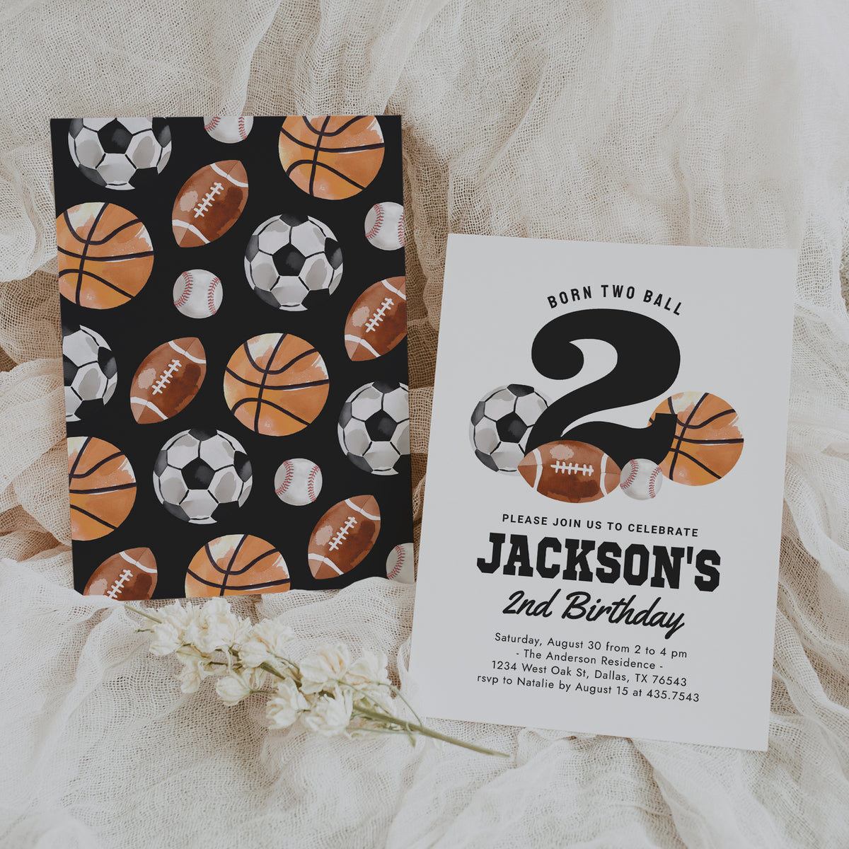 Sports 2nd Birthday Invitation