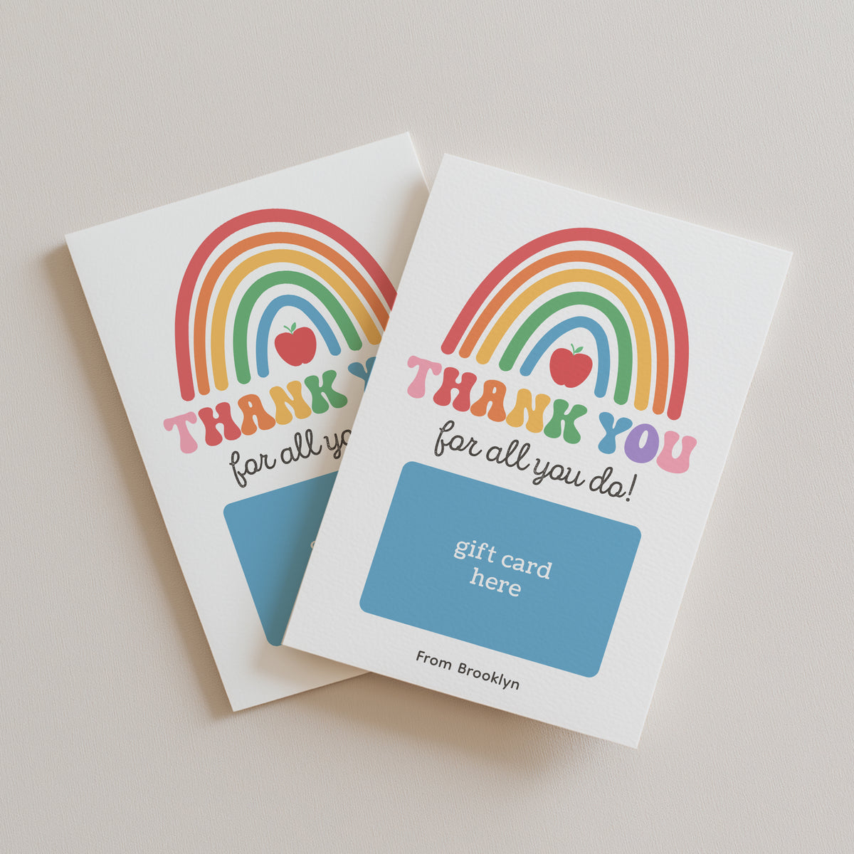 Rainbow Teacher Appreciation Gift Card Holder