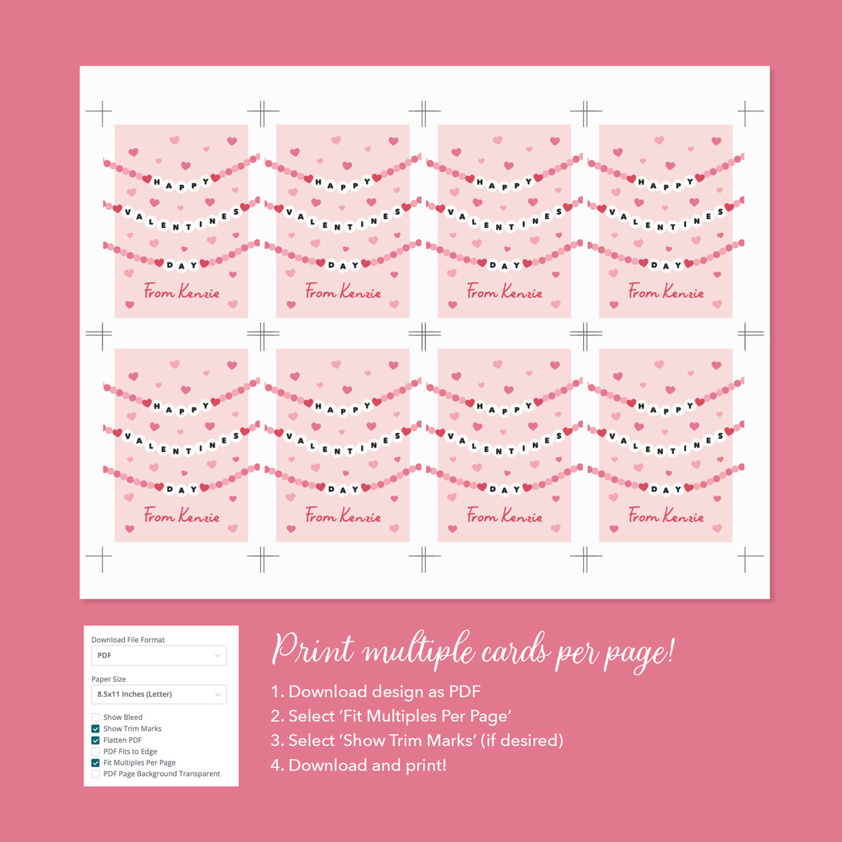 Charm Bracelet Valentine's Card Template