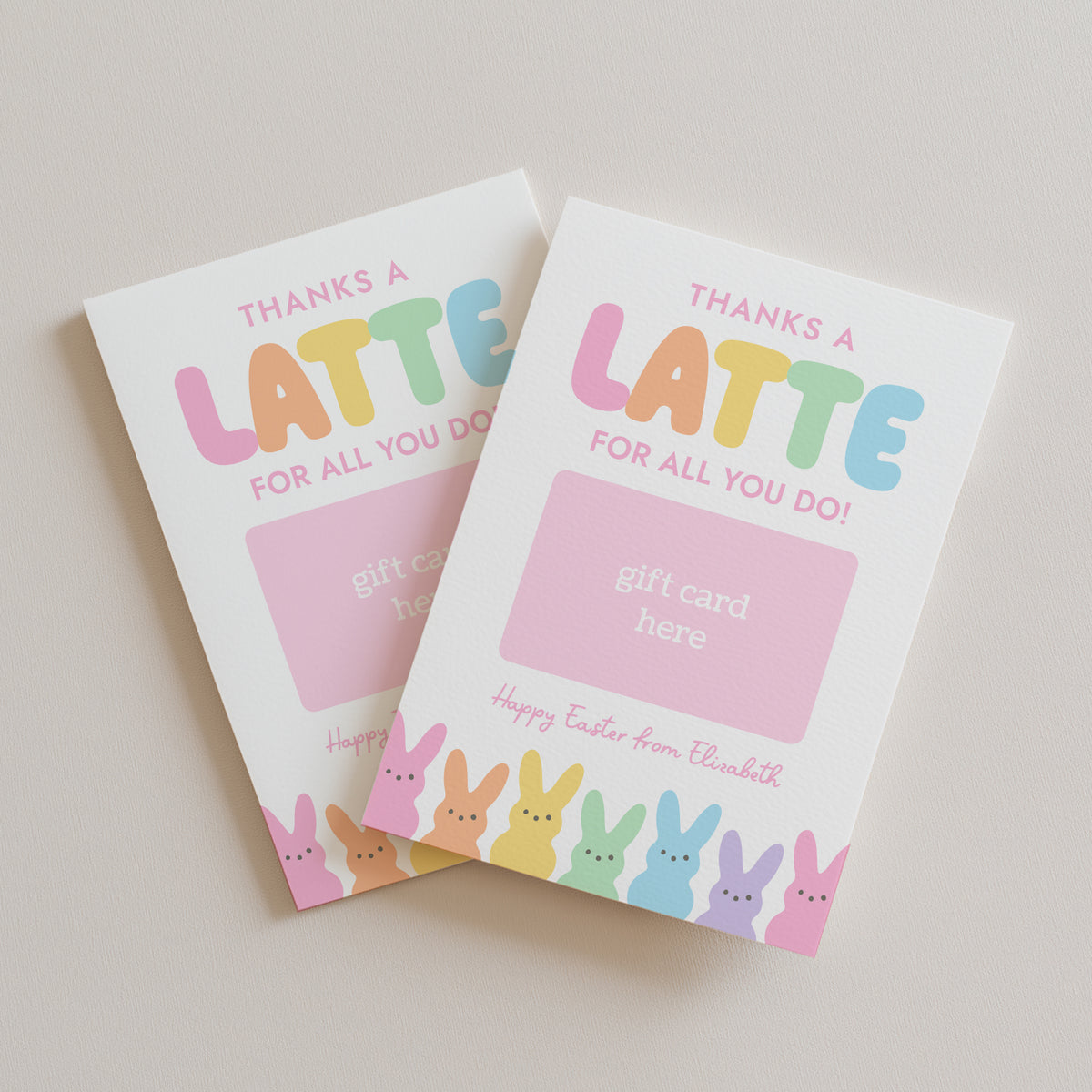 Pastel Bunnies Thanks a Latte Easter Gift Card Holder