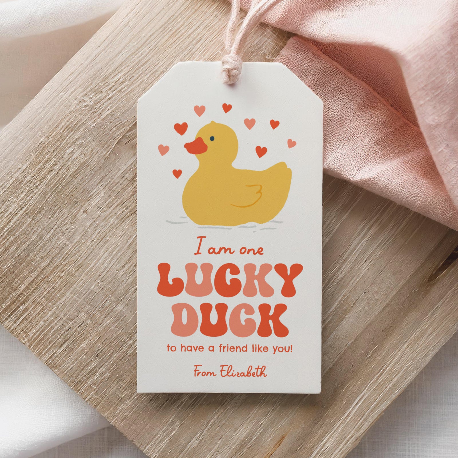 Rubber Duck Valentine's Tag Template