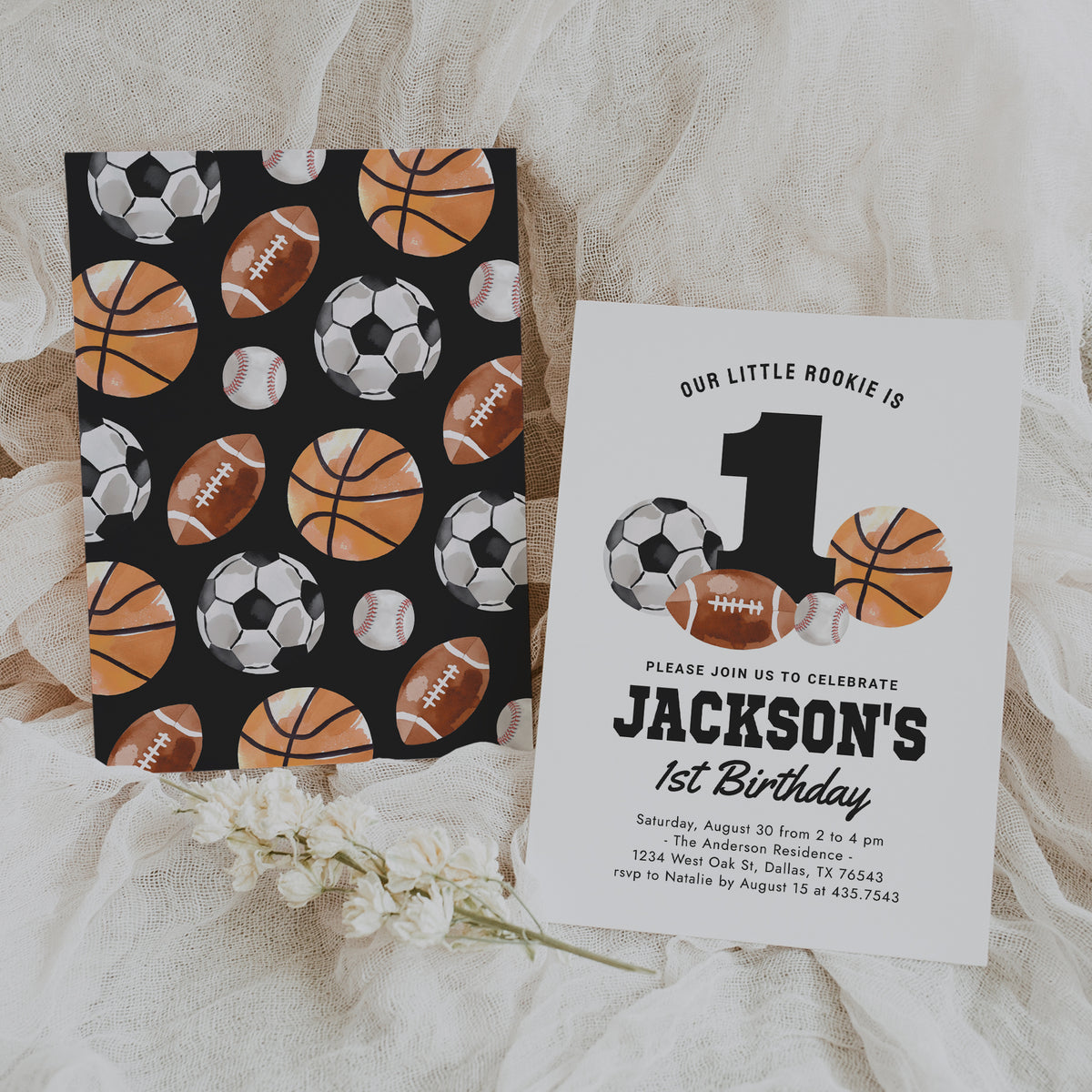 Sports 1st Birthday Invitation