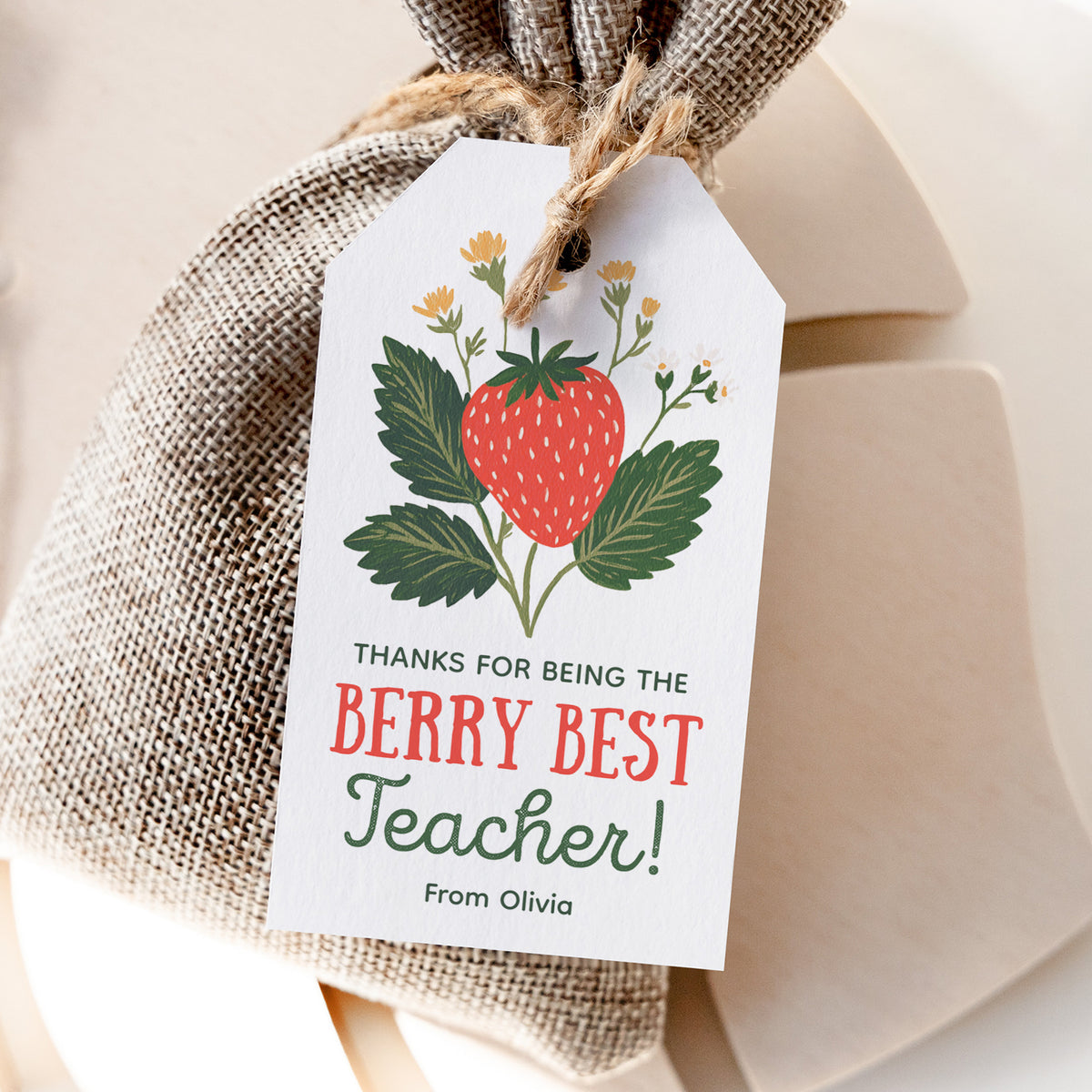 Strawberry Teacher Appreciation Tag Template
