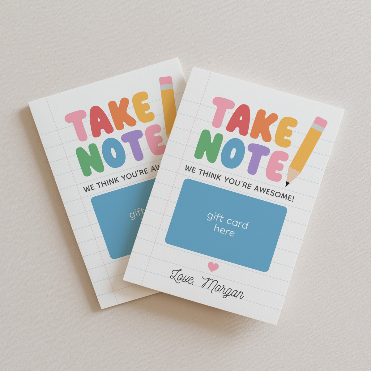 Take Note Teacher Appreciation Gift Card Holder