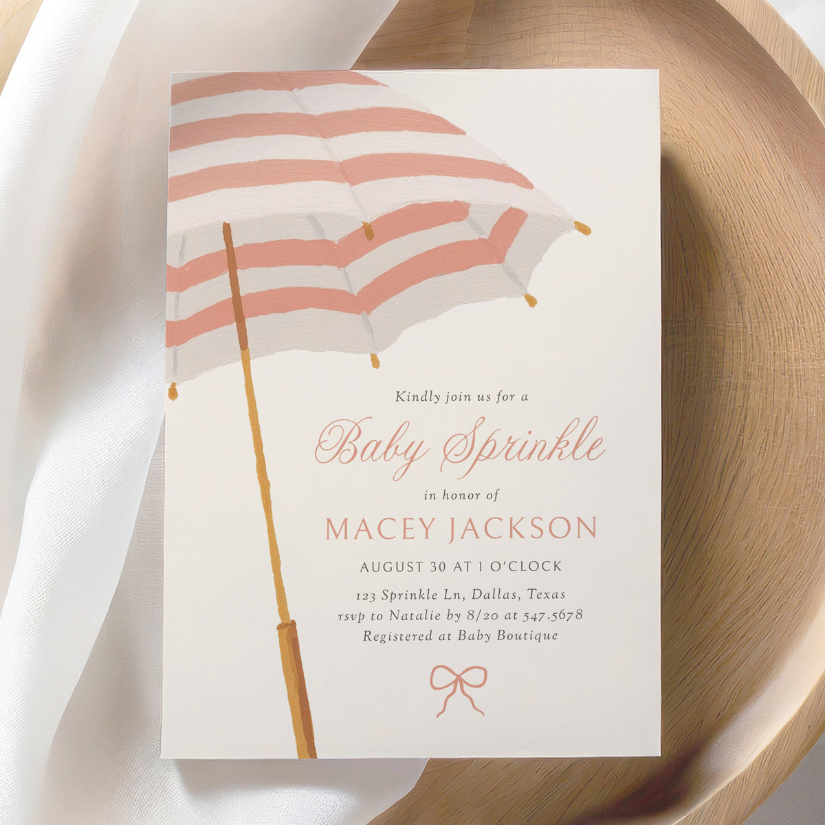 Pink Umbrella Baby Sprinkle Invitation Template