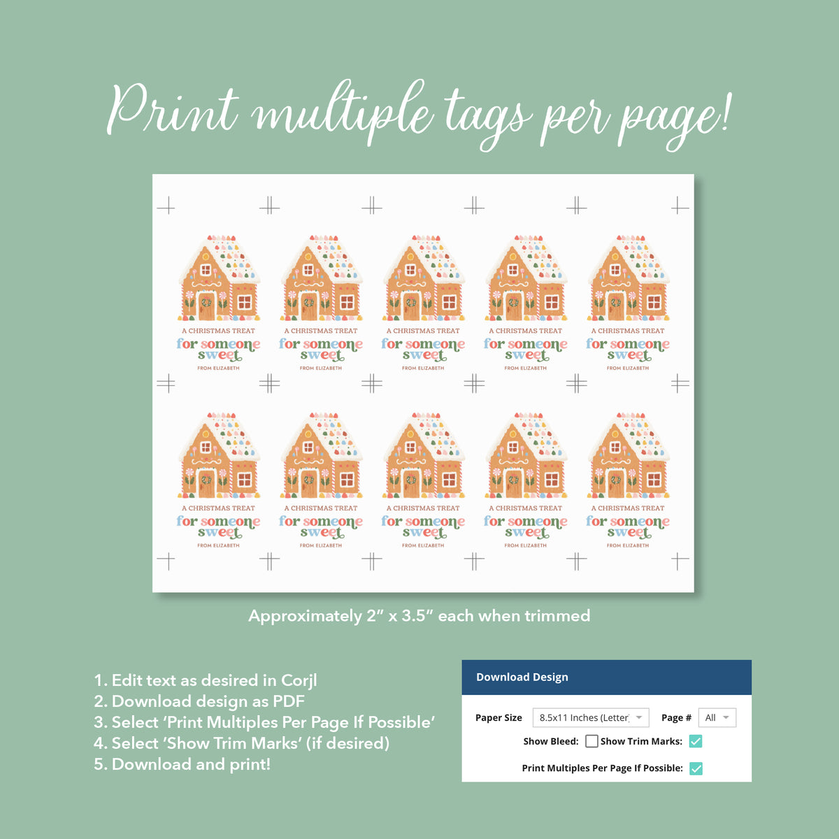 Gingerbread House Holiday Tag Template