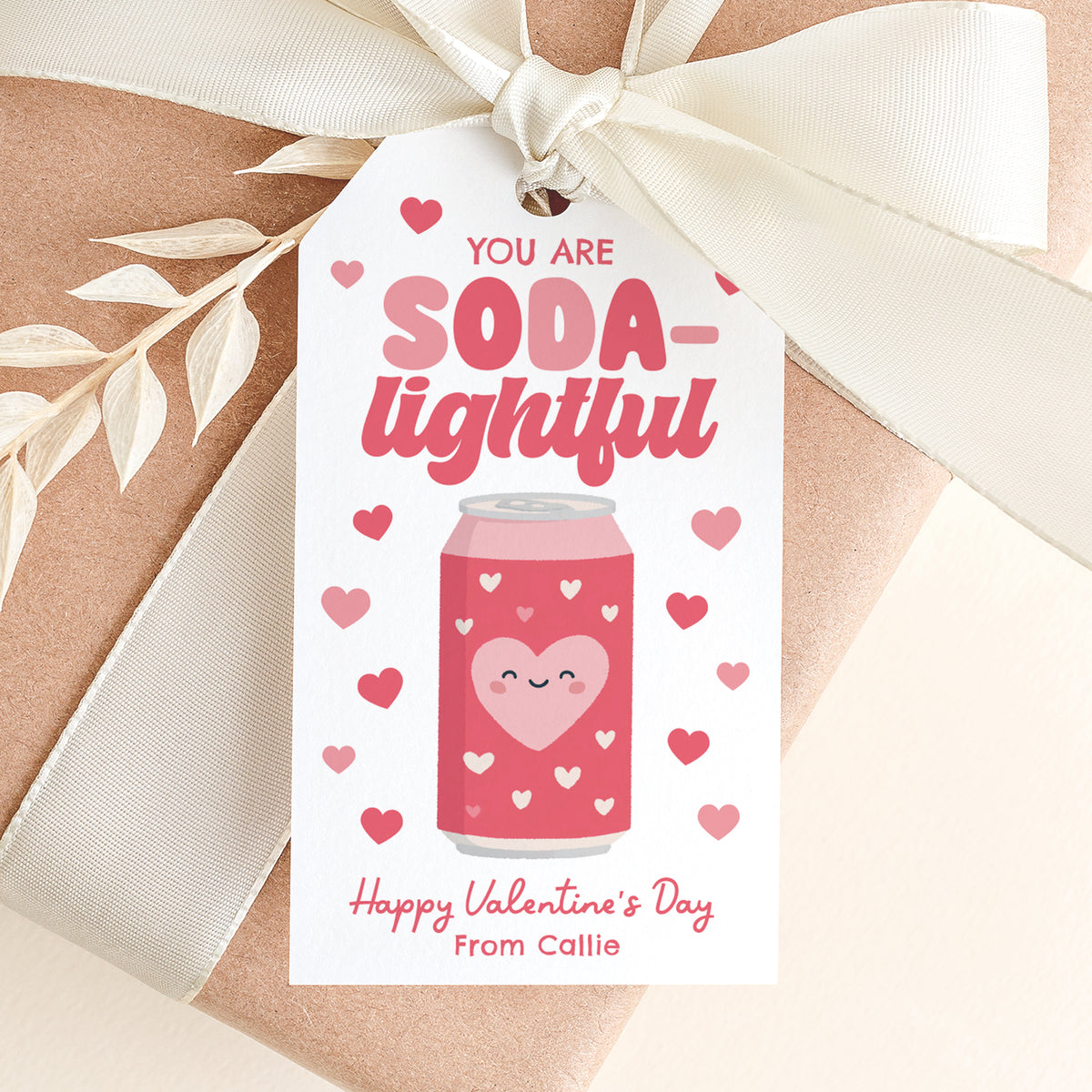 Soda Valentine's Tag Template