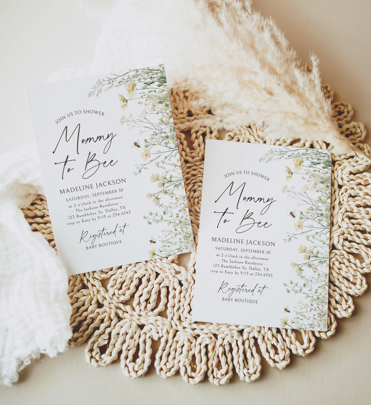 Mommy to Bee Wildflower Baby Shower Invitation