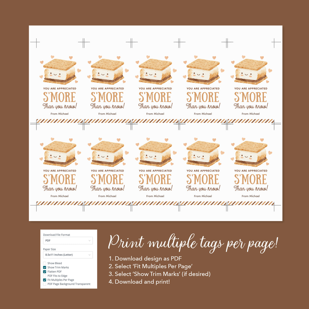 S'more Teacher Appreciation Tag Template