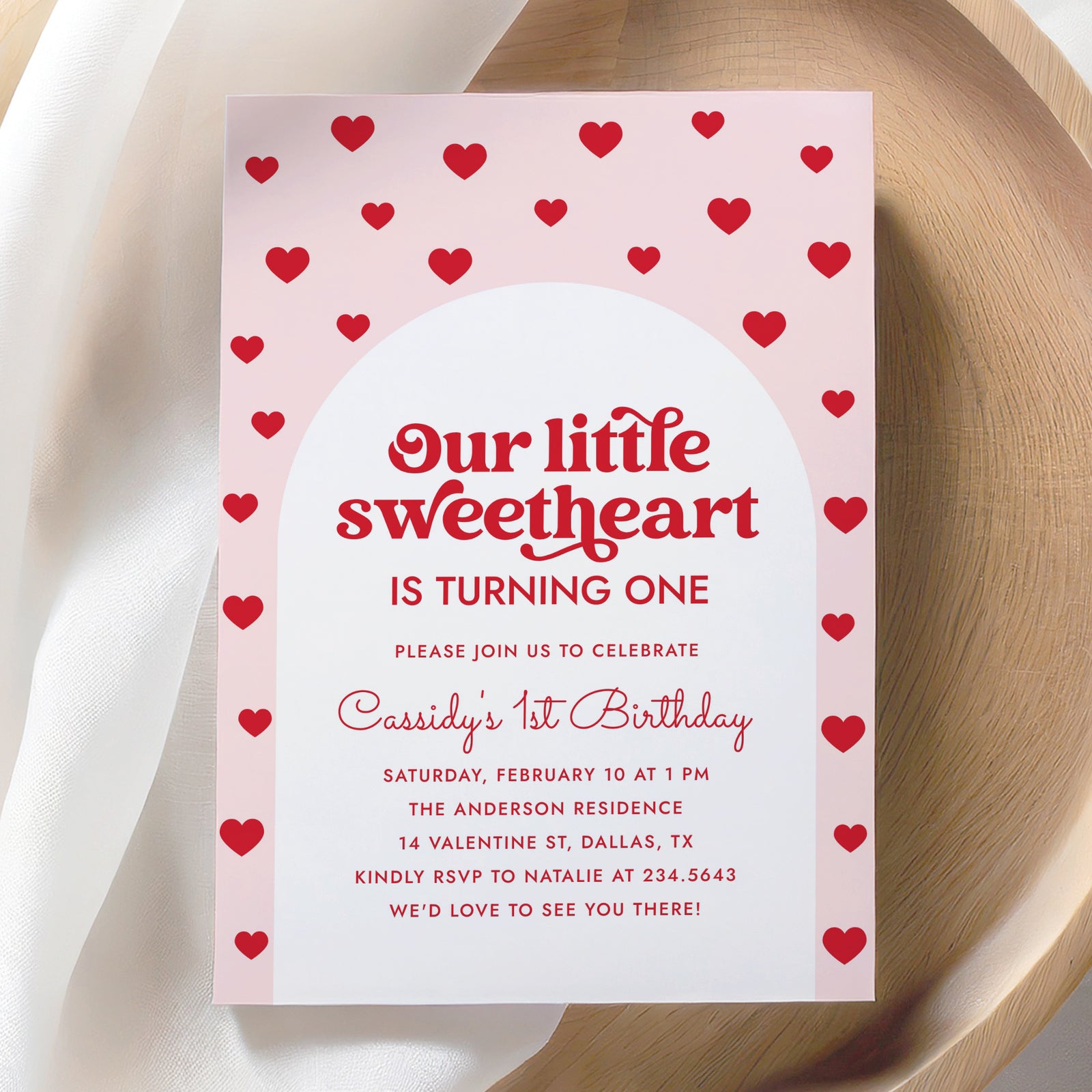 Little Sweetheart Arch Valentine's Birthday Invitation