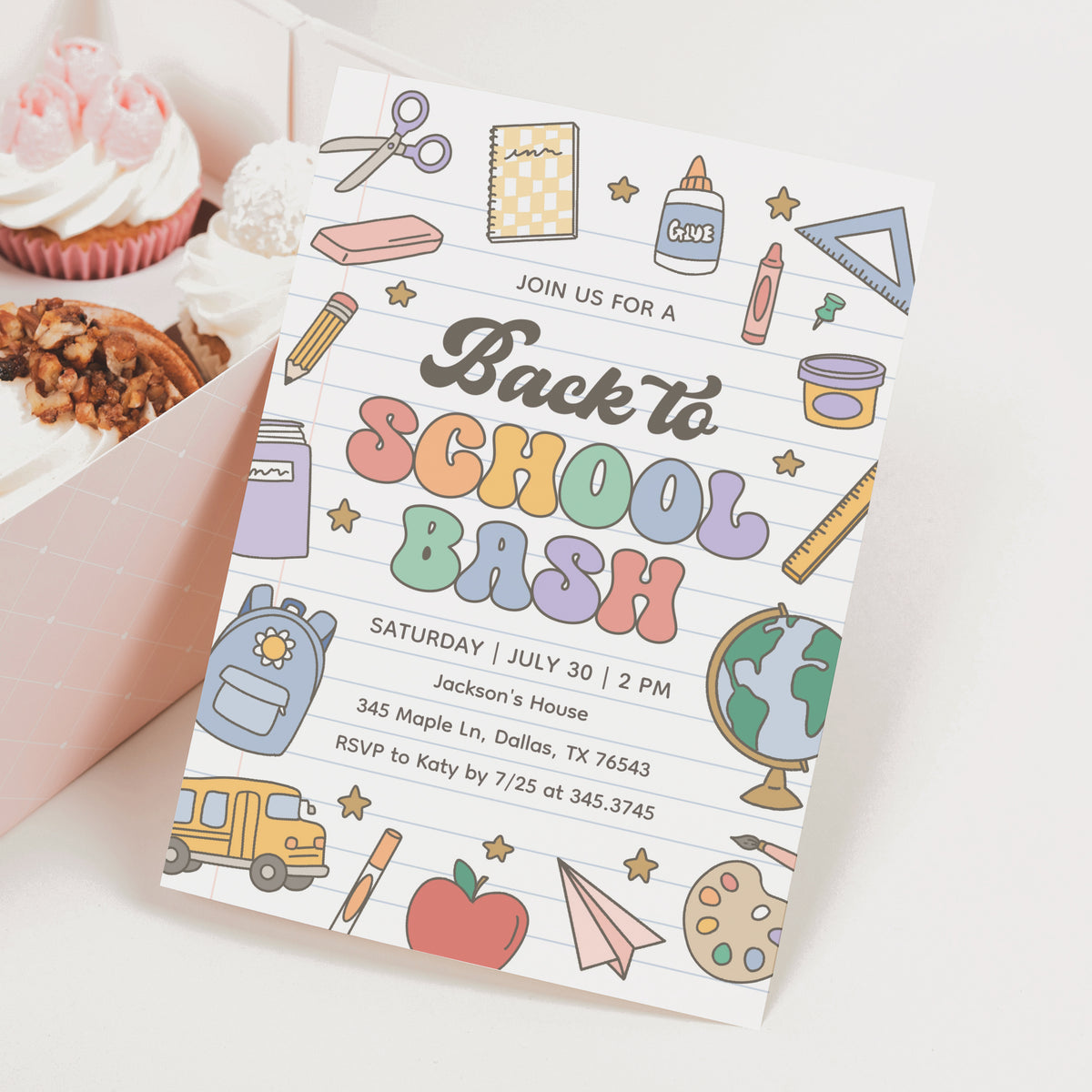 Back to School Back Invitation Template (Retro)