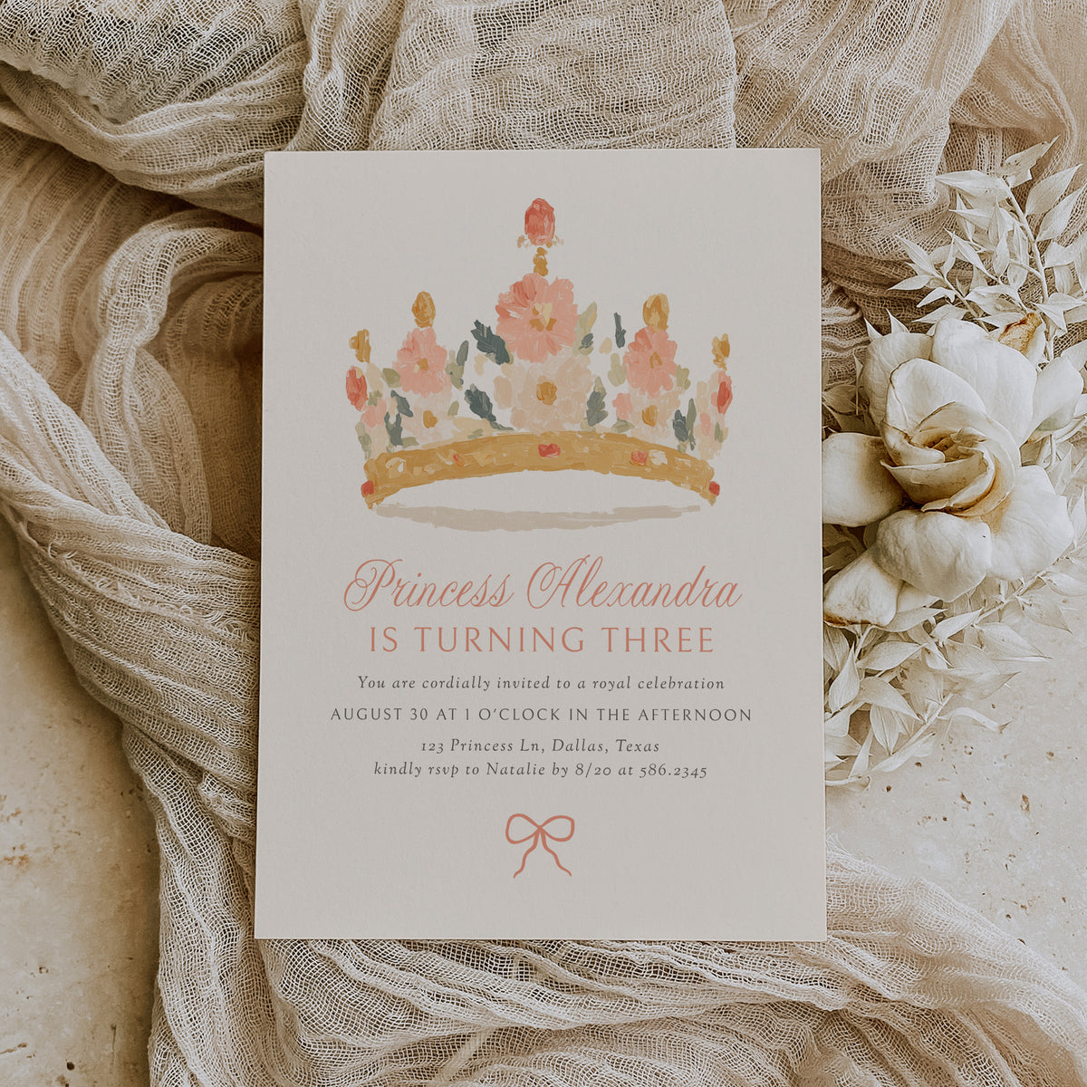 Princess Tiara Birthday Invitation Template