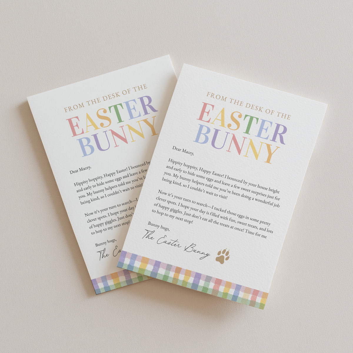Gingham Easter Bunny Letter