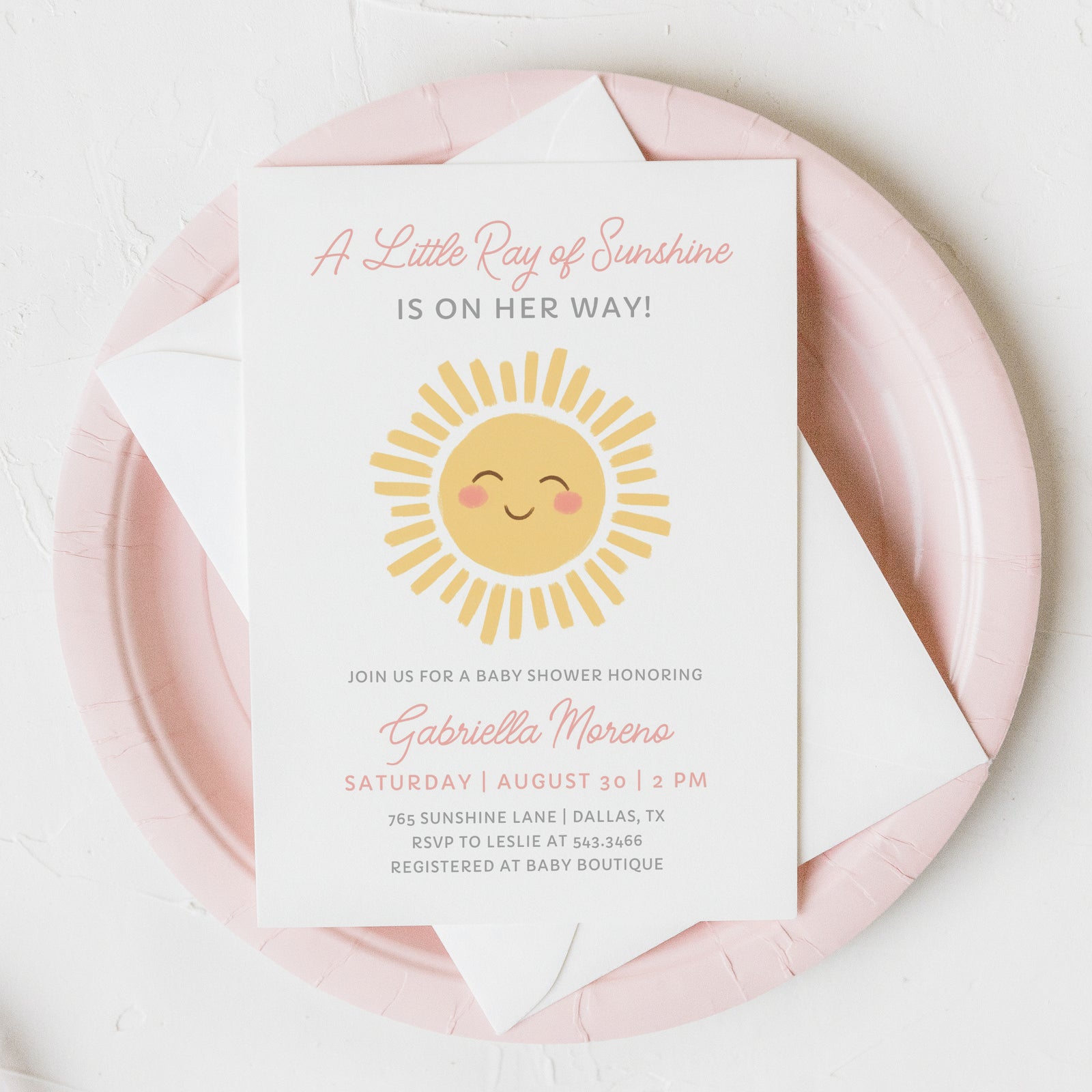 Little Sunshine Baby Shower Invitation