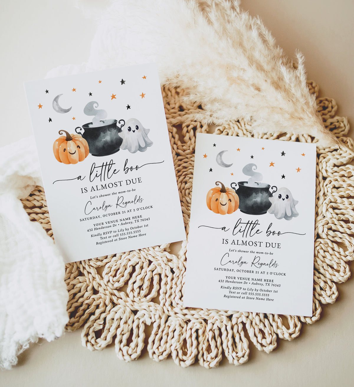 A Little Boo is Almost Due Pumpkin Baby Shower Invitation Template