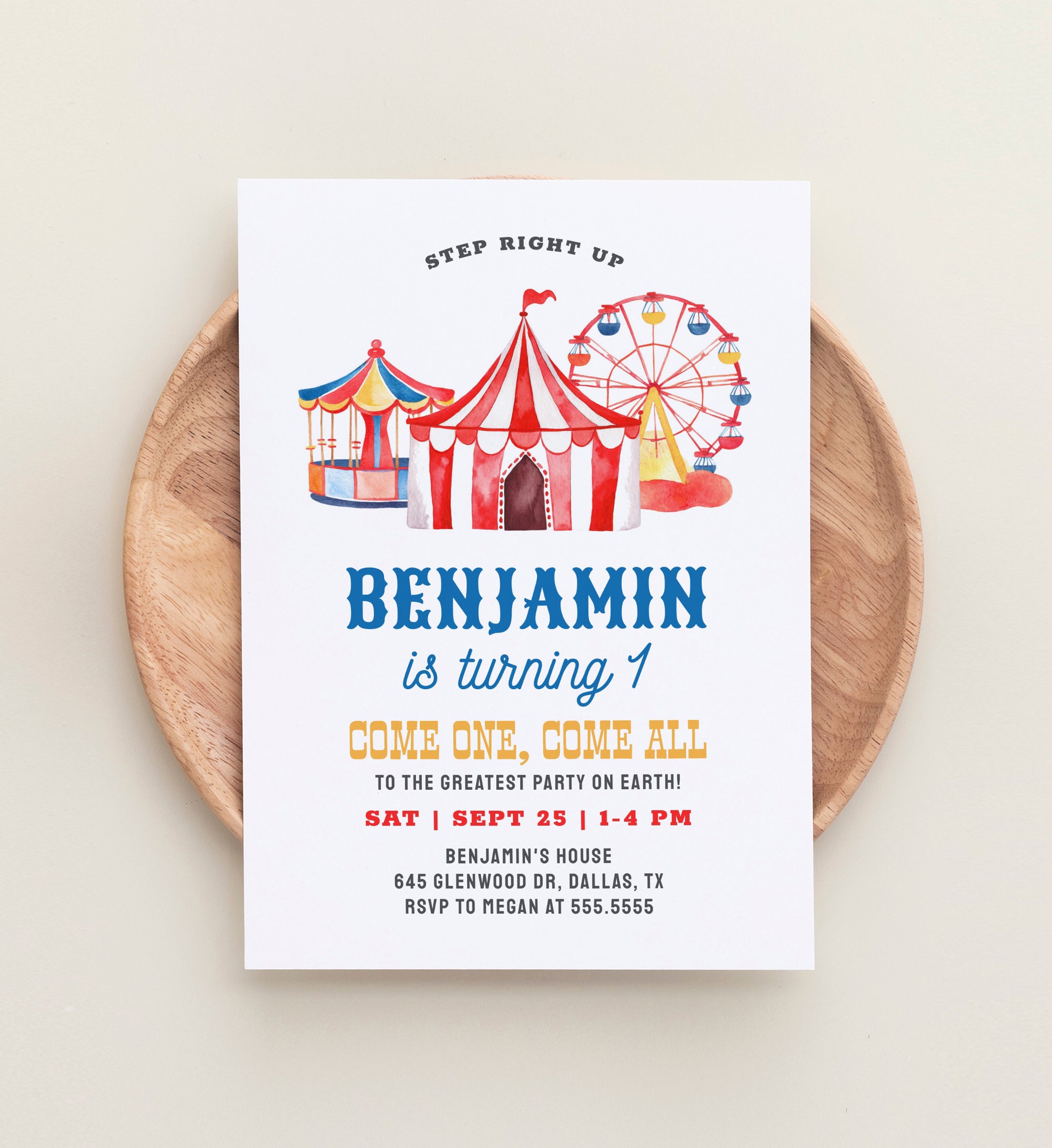 Editable Circus Birthday Invitation