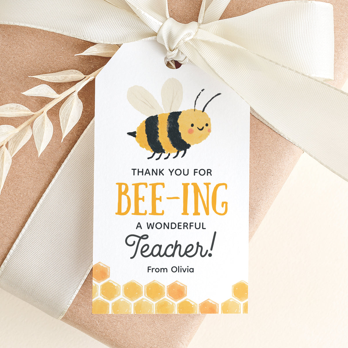 Bee Teacher Appreciation Tag Template