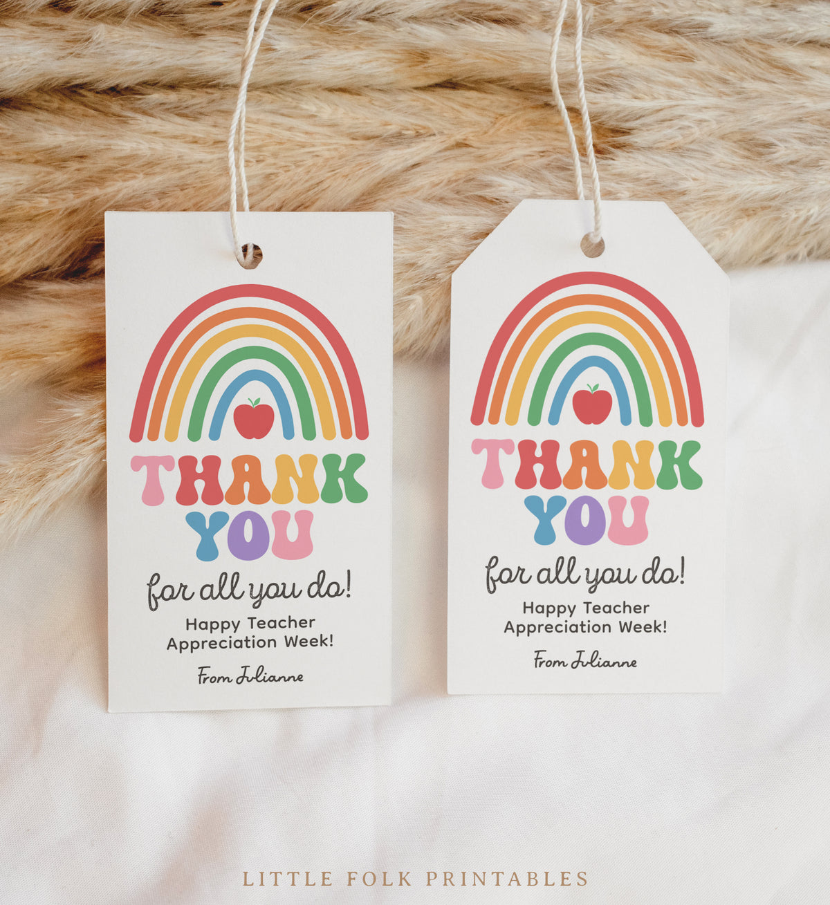 Retro Rainbow Teacher Appreciation Tag Template
