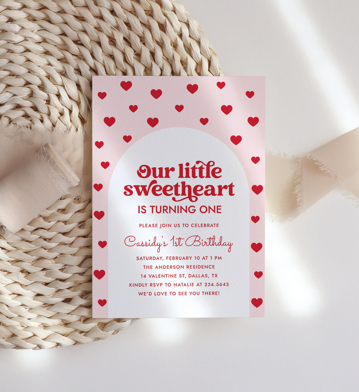 Little Sweetheart Arch Valentine&#39;s Birthday Invitation