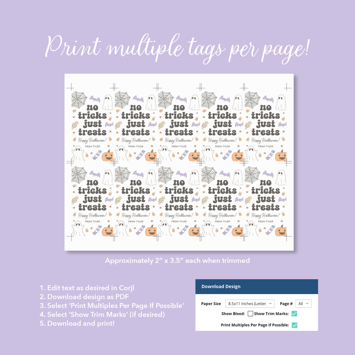 Halloween Tag Template (No Tricks Retro)