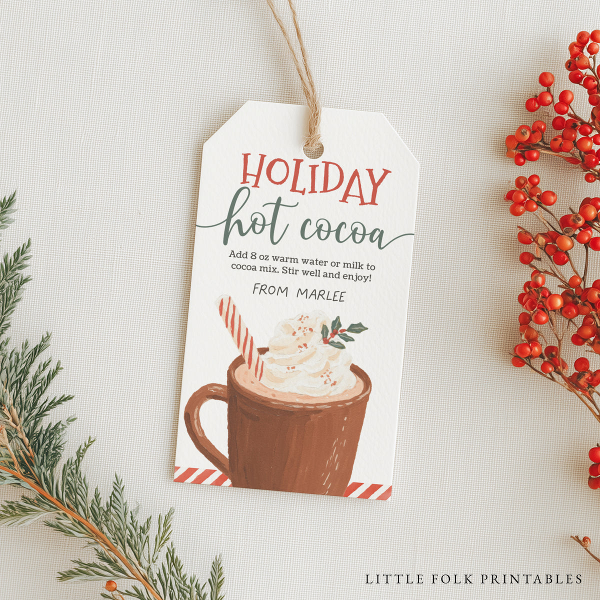 Hot Cocoa Holiday Tag Template