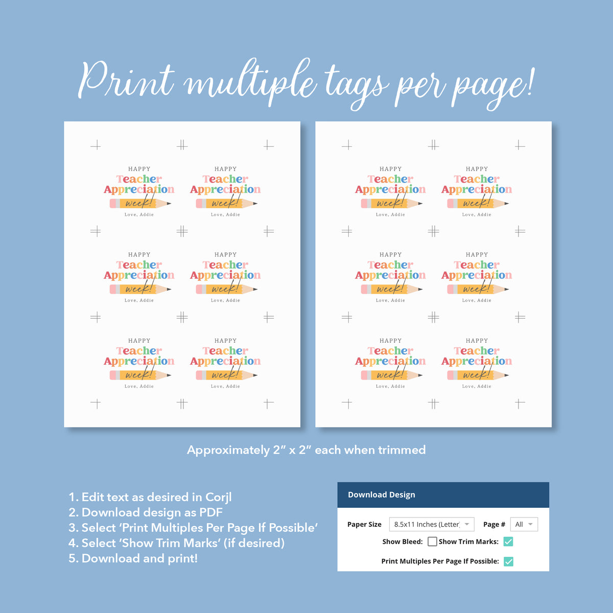 Round Pencil Teacher Appreciation Tag Template
