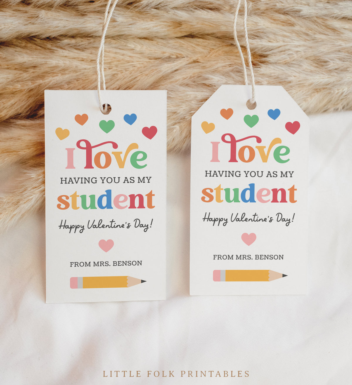 I Love Having You as a Student Valentine's Tag Template