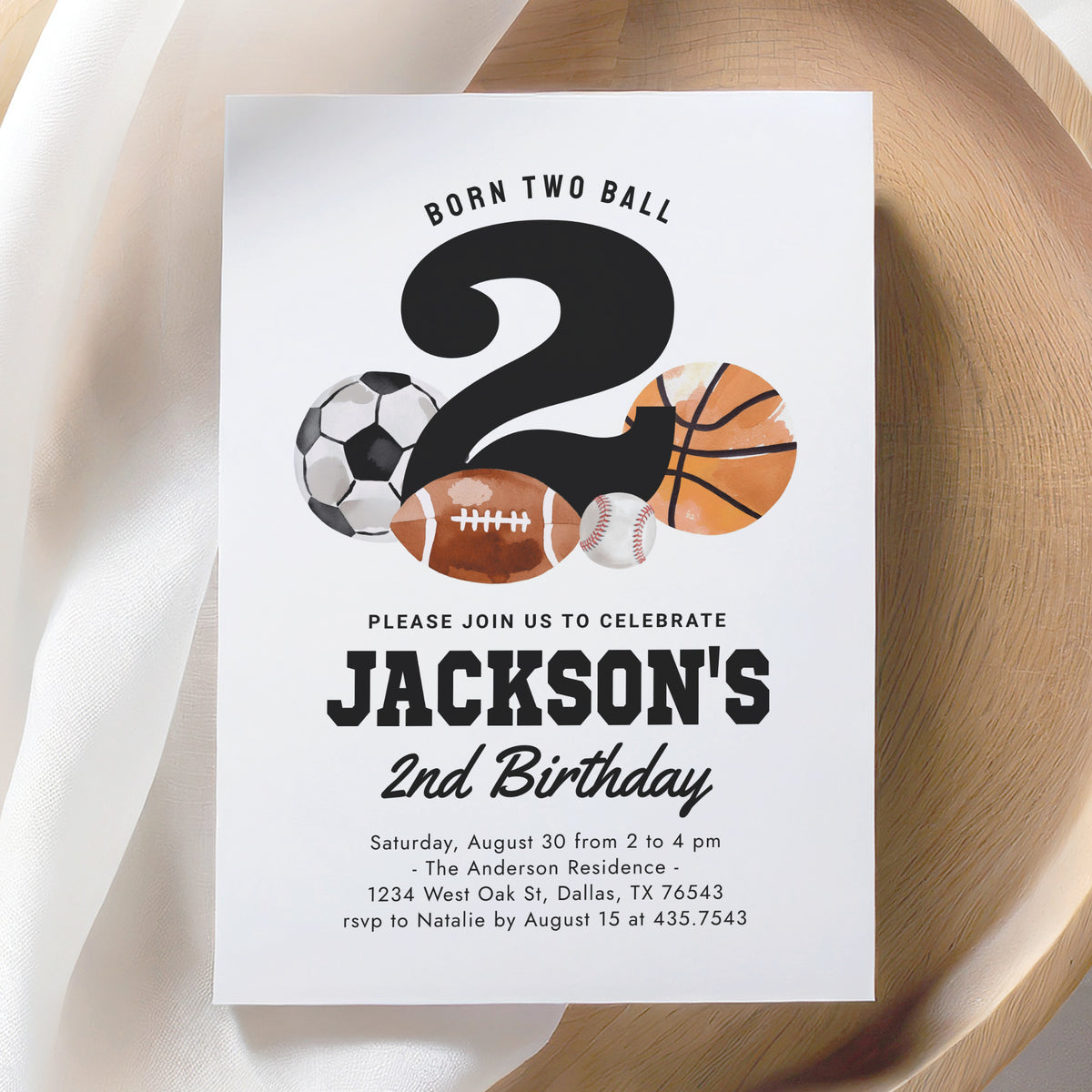 Sports 2nd Birthday Invitation